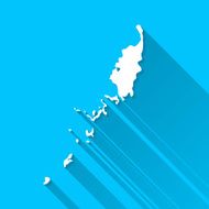 Palau Map on Blue Background Long Shadow Flat Design