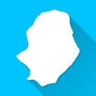 Niue Map on Blue Background Long Shadow Flat Design