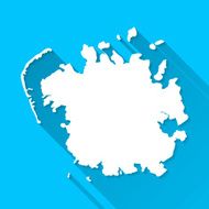 Micronesia Map on Blue Background Long Shadow Flat Design