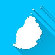 Mauritius Map on Blue Background Long Shadow Flat Design