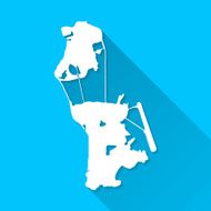 Macau Map on Blue Background Long Shadow Flat Design