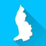 Liechtenstein Map on Blue Background Long Shadow Flat Design