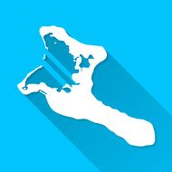 Kiribati Map on Blue Background Long Shadow Flat Design