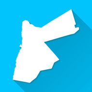 Jordan Map on Blue Background Long Shadow Flat Design