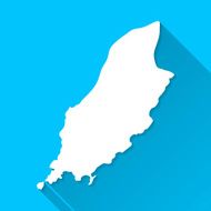 Isle of Man Map Blue Background Long Shadow Flat Design