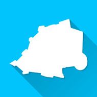 Holy See Map on Blue Background Long Shadow Flat Design
