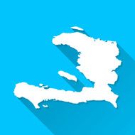 Haiti Map on Blue Background Long Shadow Flat Design