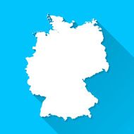 Germany Map on Blue Background Long Shadow Flat Design