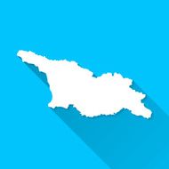 Georgia Map on Blue Background Long Shadow Flat Design N2