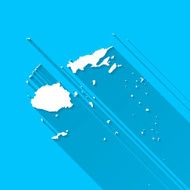 Fiji Map on Blue Background Long Shadow Flat Design