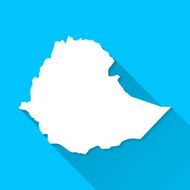 Ethiopia Map on Blue Background Long Shadow Flat Design