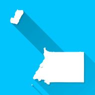 Equatorial Guinea Map on Blue Background Long Shadow Flat Design