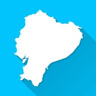 Ecuador Map on Blue Background Long Shadow Flat Design