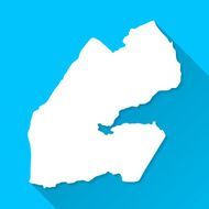 Djibouti Map on Blue Background Long Shadow Flat Design