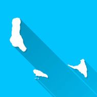 Comoros Map on Blue Background Long Shadow Flat Design