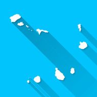 Cape Verde Map on Blue Background Long Shadow Flat Design