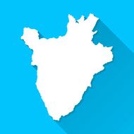 Burundi Map on Blue Background Long Shadow Flat Design