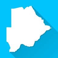Botswana Map on Blue Background Long Shadow Flat Design