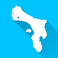 Bonaire Map on Blue Background Long Shadow Flat Design