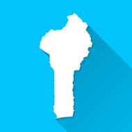 Benin Map on Blue Background Long Shadow Flat Design