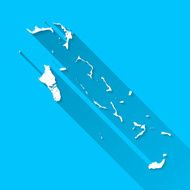 Bahamas Map on Blue Background Long Shadow Flat Design