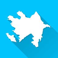 Azerbaijan Map on Blue Background Long Shadow Flat Design
