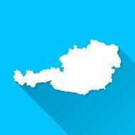 Austria Map on Blue Background Long Shadow Flat Design