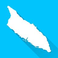 Aruba Map on Blue Background Long Shadow Flat Design
