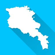 Armenia Map on Blue Background Long Shadow Flat Design