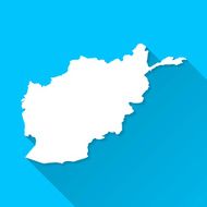 Afghanistan Map on Blue Background Long Shadow Flat Design