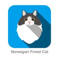 Norwegian Forest Cat Cat breed face cartoon flat icon design N2