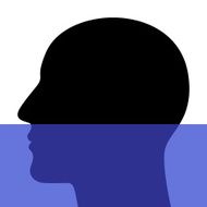 Silhouette of a head underwater