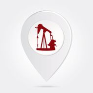 Map Marker Pin Brown Oil Pump-jack Silhouette Round Icon Button N2