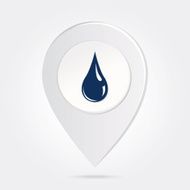 Map Marker Pin Blue Oil Drop Silhouette Round Icon Button N2
