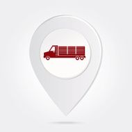 Map Marker Pin Red Transport Truck Silhouette Round Icon Button N2