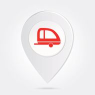 Map Marker Pin Red Trailer on Round Icon button N2