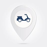 Map Marker Pin Blue Scooter Silhouette on Round Icon N2