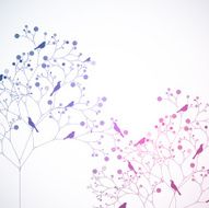Birds on the tree Retro style N2