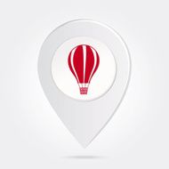 Map Marker with Hot Air Balloon Icon Button in Middle N2