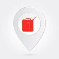 Map Marker Pin Red Gas Can Silhouette Round Icon Button N2