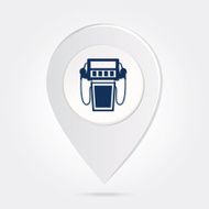 Map Marker Pin Blue Fuel Pump Silhouette Round Icon Button N2