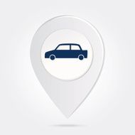 Map Marker Pin Blue Car Silhouette on Round Icon Button N2