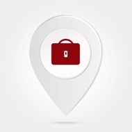 Map Marker Pin Red Luggage Bag Silhouette on Round Icon N2
