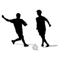 silhouettes of soccer players with the ball N3