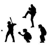 Baseball silhouettes (vector)