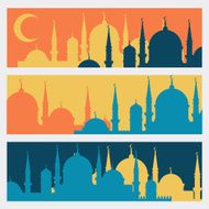 Horizontal banners with Islamic mosques in flat design style