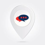Map Marker Speech Bubbles Silhouette Layered on Round Icon Button N2