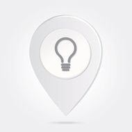 Map Marker with Grey Line-Art Lightbulb Icon Button in Middle N2