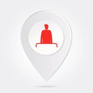 Map Marker with Red Man Silhouette Icon Button in Middle N2