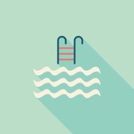 Pool flat icon with long shadow N2